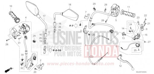 CONTACTEUR DE POIGNEE/POIGNEE/CABLE/MIROIR CB750AP de 2023